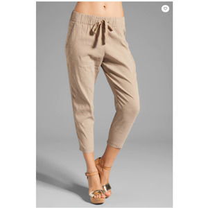 THEORY • Tan Toro Linen Viscose Drawstring Joggers Pants Sz S
